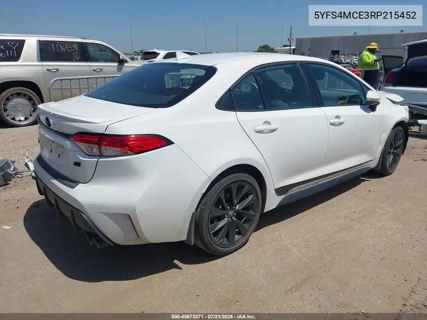 2024 Toyota Corolla Se VIN: 5YFS4MCE3RP215452 Lot: 45673371