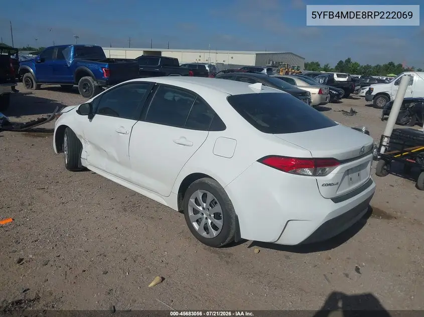 2024 Toyota Corolla Le VIN: 5YFB4MDE8RP222069 Lot: 45683056