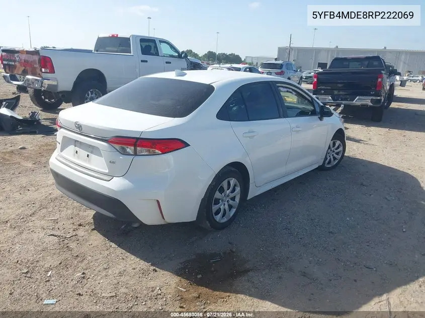 2024 Toyota Corolla Le VIN: 5YFB4MDE8RP222069 Lot: 45683056