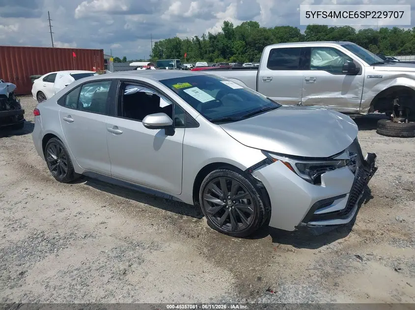 2025 Toyota Corolla Se VIN: 5YFS4MCE6SP229707 Lot: 45357081