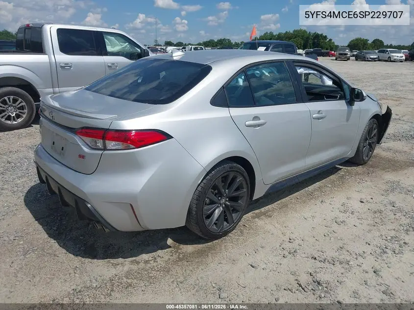 2025 Toyota Corolla Se VIN: 5YFS4MCE6SP229707 Lot: 45357081