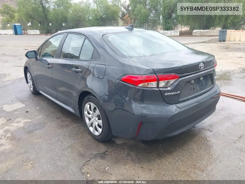 2025 Toyota Corolla Le VIN: 5YFB4MDE0SP333382 Lot: 45685045