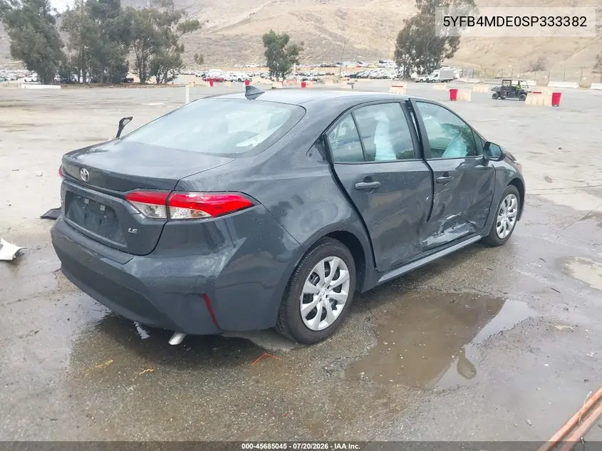 2025 Toyota Corolla Le VIN: 5YFB4MDE0SP333382 Lot: 45685045