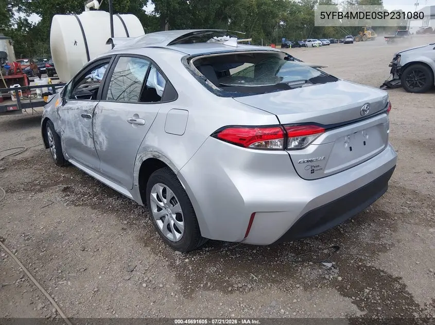 2025 Toyota Corolla Le VIN: 5YFB4MDE0SP231080 Lot: 45691605