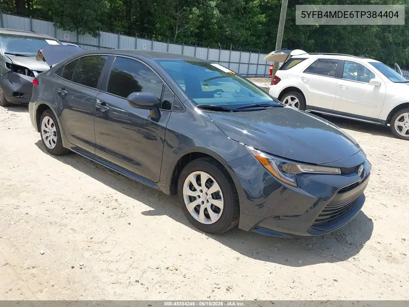 2026 Toyota Corolla Le VIN: 5YFB4MDE6TP384404 Lot: 45384246