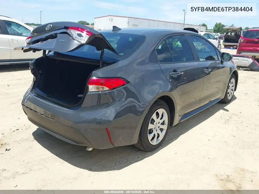 2026 Toyota Corolla Le VIN: 5YFB4MDE6TP384404 Lot: 45384246