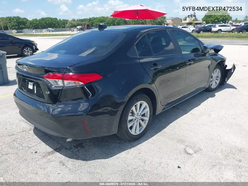 2026 Toyota Corolla Le VIN: 5YFB4MDEXTP472534 Lot: 45686575