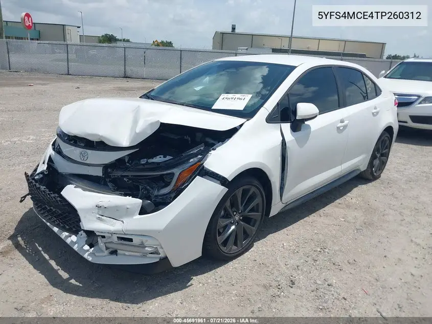 2026 Toyota Corolla Se VIN: 5YFS4MCE4TP260312 Lot: 45691961