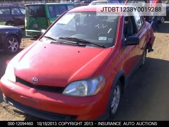 2000 Toyota Echo VIN: JTDBT1238Y0019288 Lot: 12094460