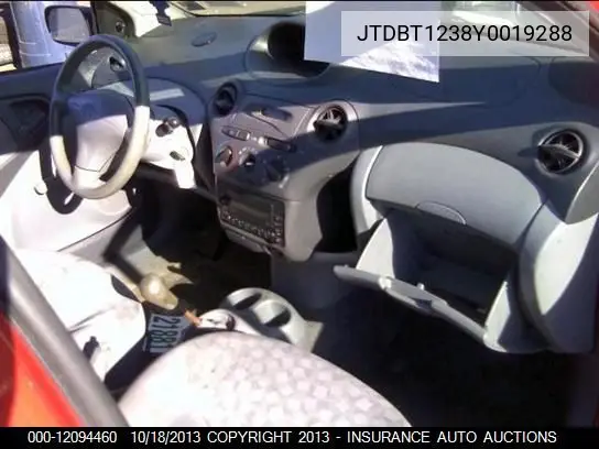 2000 Toyota Echo VIN: JTDBT1238Y0019288 Lot: 12094460