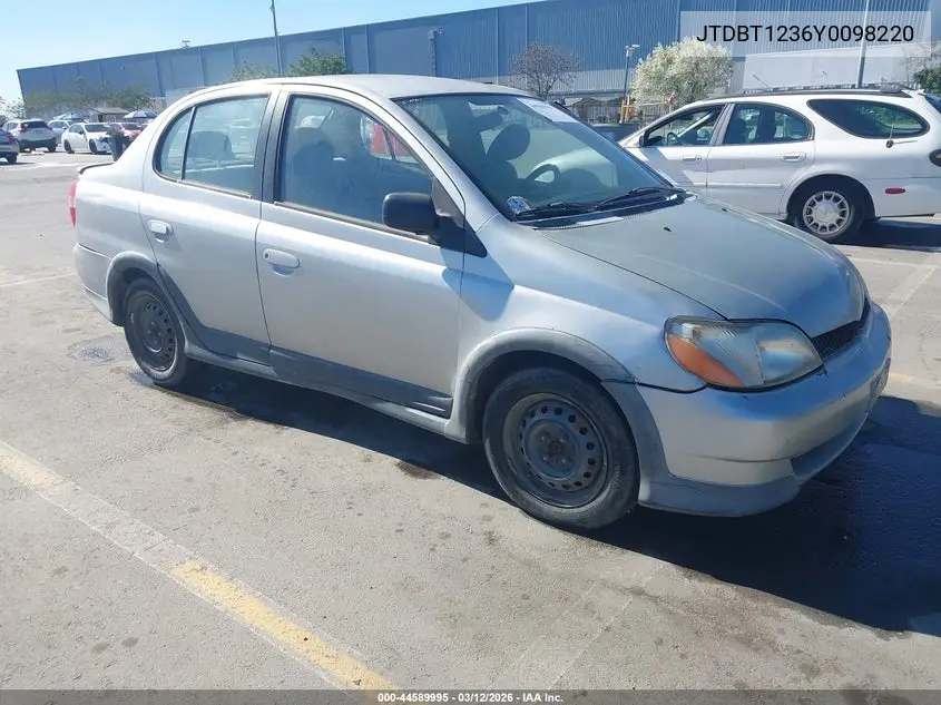 2000 Toyota Echo VIN: JTDBT1236Y0098220 Lot: 44589995