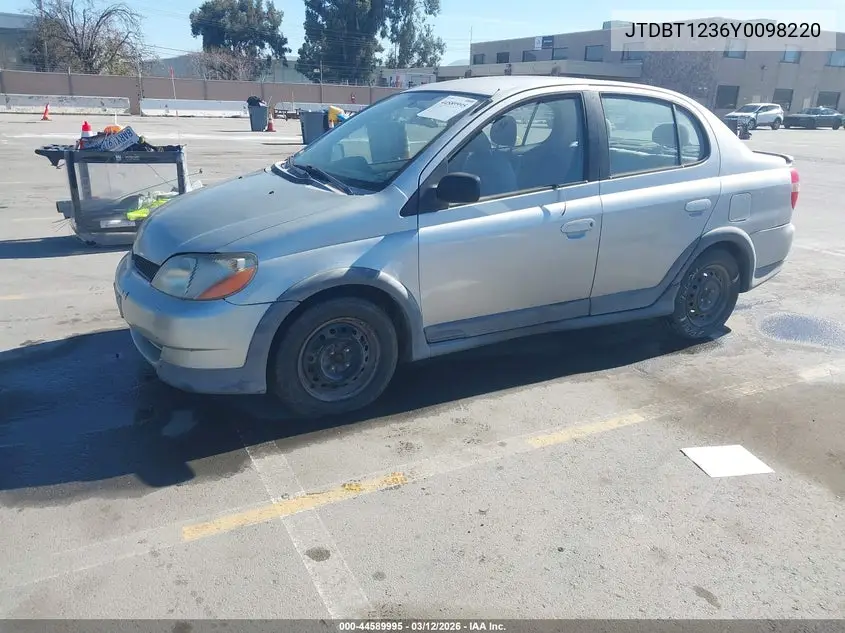 2000 Toyota Echo VIN: JTDBT1236Y0098220 Lot: 44589995