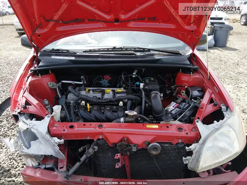 2000 Toyota Echo VIN: JTDBT1230Y0065214 Lot: 45012999