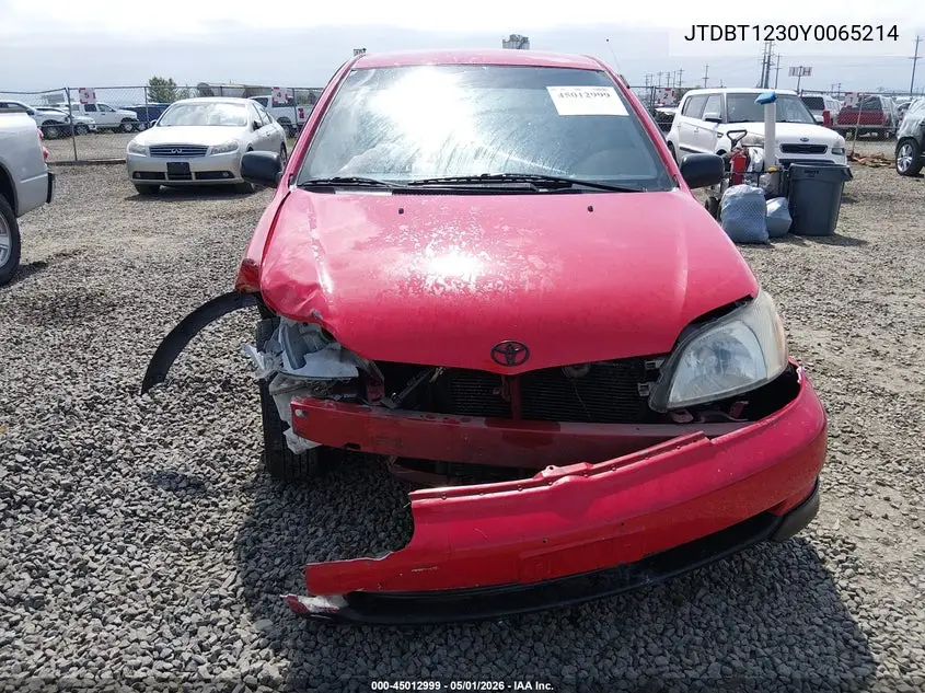 2000 Toyota Echo VIN: JTDBT1230Y0065214 Lot: 45012999
