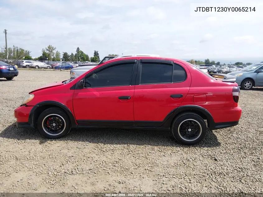 2000 Toyota Echo VIN: JTDBT1230Y0065214 Lot: 45012999