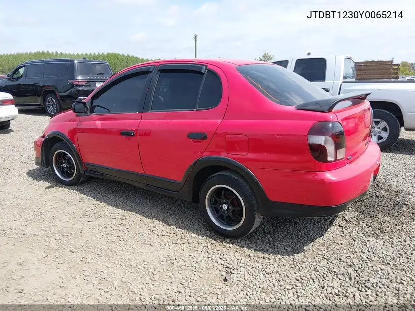 2000 Toyota Echo VIN: JTDBT1230Y0065214 Lot: 45012999