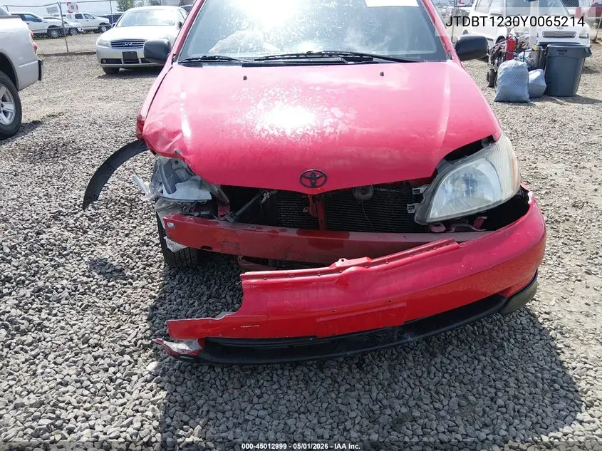 2000 Toyota Echo VIN: JTDBT1230Y0065214 Lot: 45012999