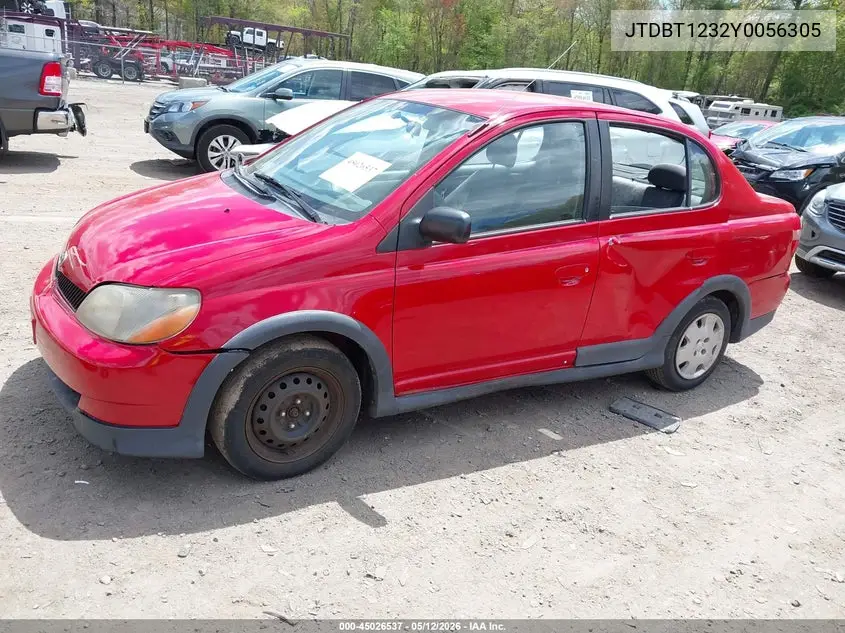 2000 Toyota Echo VIN: JTDBT1232Y0056305 Lot: 45026537