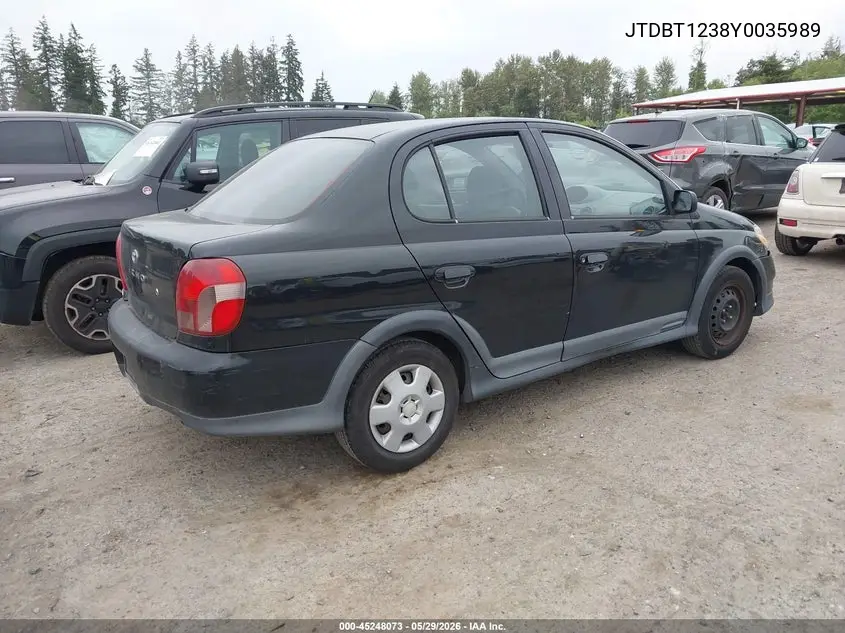2000 Toyota Echo VIN: JTDBT1238Y0035989 Lot: 45248073