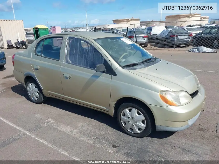 2000 Toyota Echo VIN: JTDBT1236Y0062916 Lot: 45486292