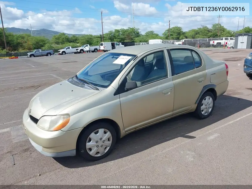 2000 Toyota Echo VIN: JTDBT1236Y0062916 Lot: 45486292