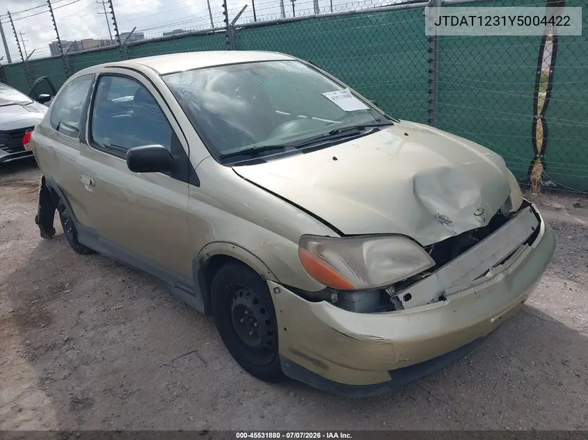 2000 Toyota Echo VIN: JTDAT1231Y5004422 Lot: 45531880