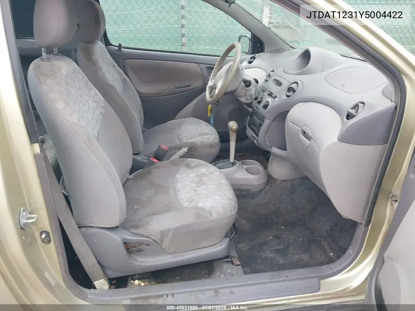 2000 Toyota Echo VIN: JTDAT1231Y5004422 Lot: 45531880
