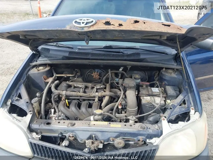 2002 Toyota Echo VIN: JTDAT123X20212075 Lot: 12629474