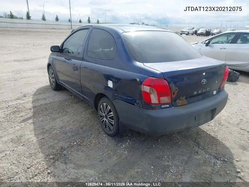2002 Toyota Echo VIN: JTDAT123X20212075 Lot: 12629474