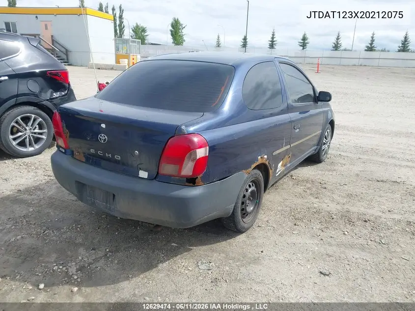 2002 Toyota Echo VIN: JTDAT123X20212075 Lot: 12629474