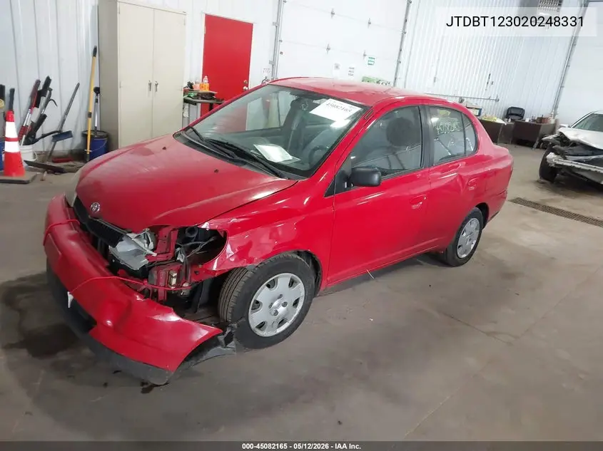 2002 Toyota Echo VIN: JTDBT123020248331 Lot: 45082165