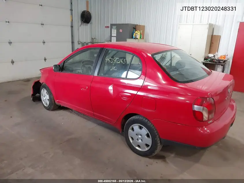 2002 Toyota Echo VIN: JTDBT123020248331 Lot: 45082165