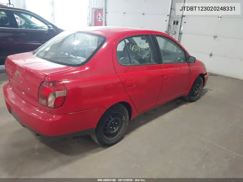 2002 Toyota Echo VIN: JTDBT123020248331 Lot: 45082165