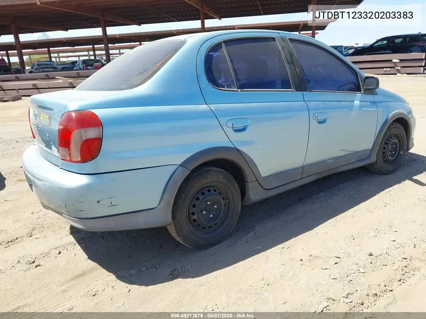 2002 Toyota Echo VIN: JTDBT123320203383 Lot: 45213876