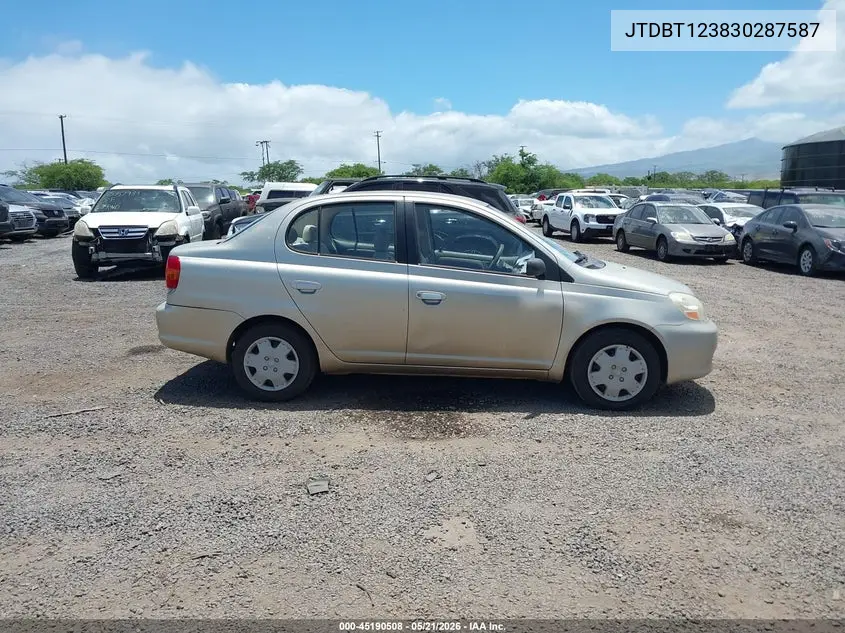 2003 Toyota Echo VIN: JTDBT123830287587 Lot: 45190508