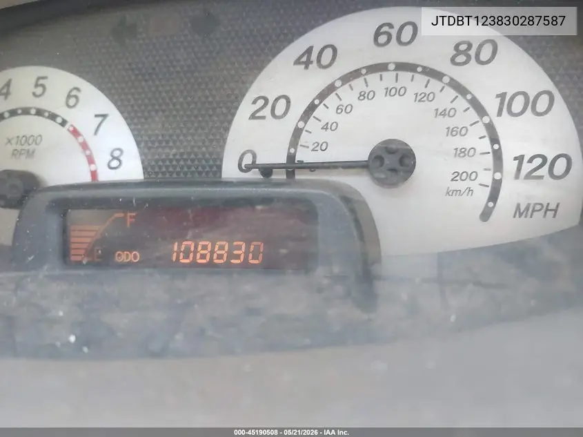 2003 Toyota Echo VIN: JTDBT123830287587 Lot: 45190508