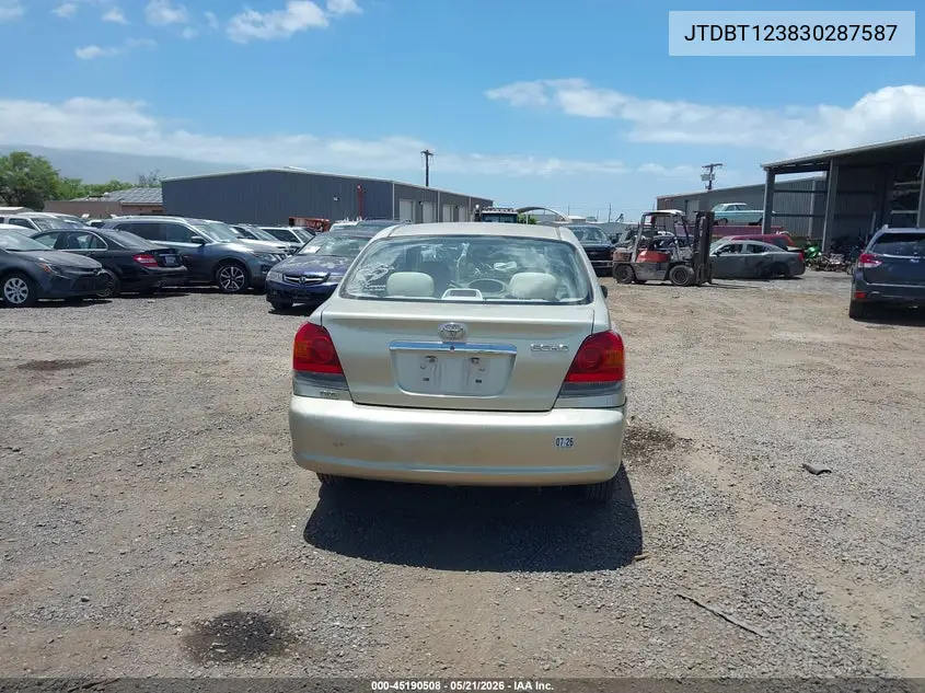 2003 Toyota Echo VIN: JTDBT123830287587 Lot: 45190508