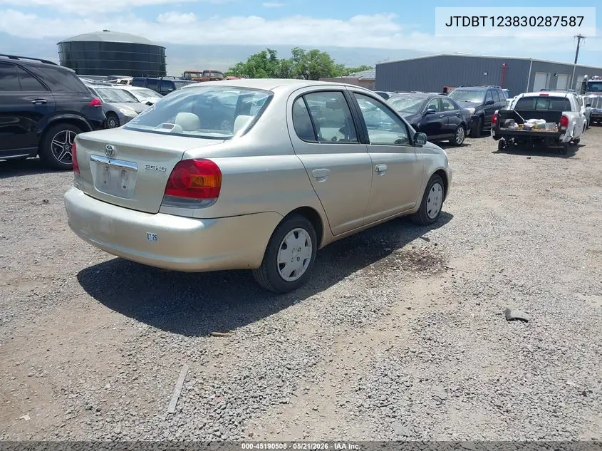 2003 Toyota Echo VIN: JTDBT123830287587 Lot: 45190508