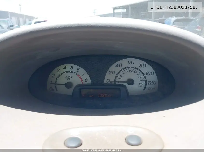 2003 Toyota Echo VIN: JTDBT123830287587 Lot: 45190508