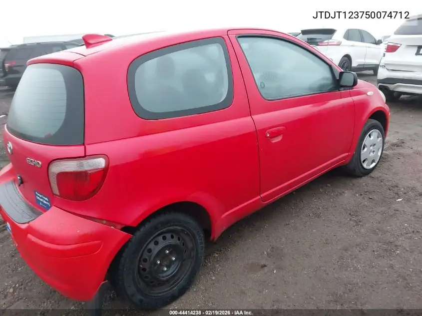 2005 Toyota Echo Ce VIN: JTDJT123750074712 Lot: 44414238
