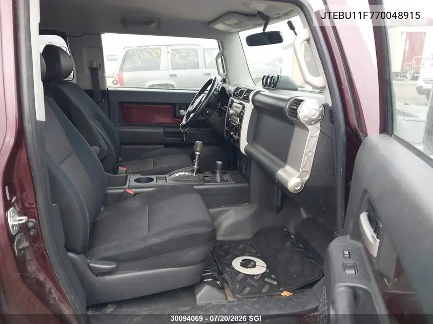 2007 Toyota Fj Cruiser VIN: JTEBU11F770048915 Lot: 30094069