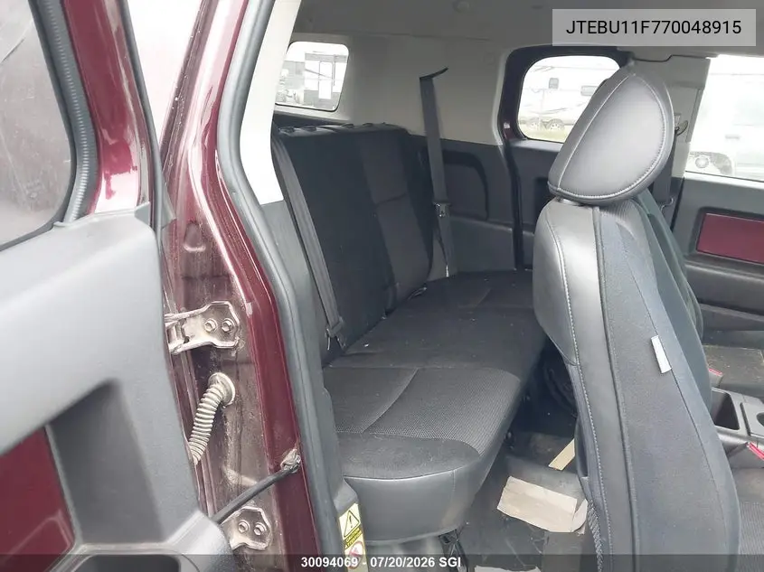 2007 Toyota Fj Cruiser VIN: JTEBU11F770048915 Lot: 30094069