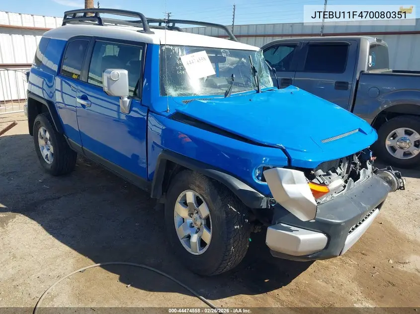 2007 Toyota Fj Cruiser VIN: JTEBU11F470080351 Lot: 44474558