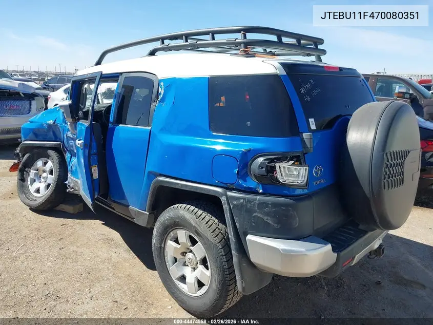 2007 Toyota Fj Cruiser VIN: JTEBU11F470080351 Lot: 44474558