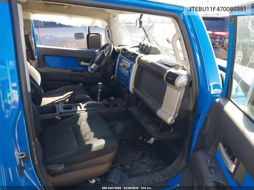 2007 Toyota Fj Cruiser VIN: JTEBU11F470080351 Lot: 44474558