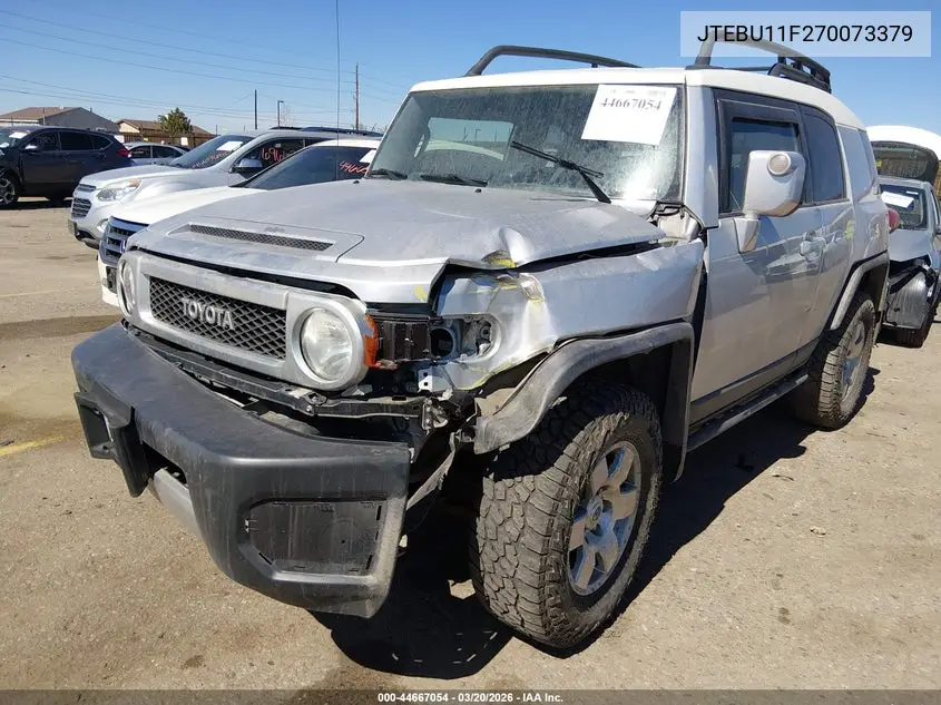 2007 Toyota Fj Cruiser VIN: JTEBU11F270073379 Lot: 44667054