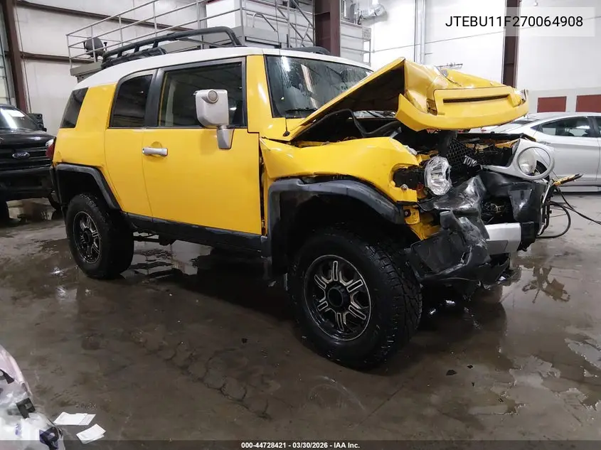 2007 Toyota Fj Cruiser VIN: JTEBU11F270064908 Lot: 44728421