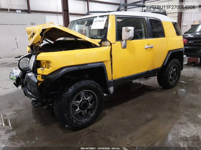 2007 Toyota Fj Cruiser VIN: JTEBU11F270064908 Lot: 44728421