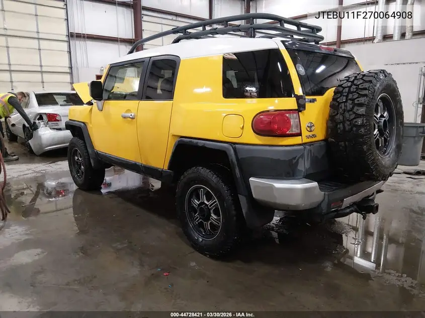 2007 Toyota Fj Cruiser VIN: JTEBU11F270064908 Lot: 44728421
