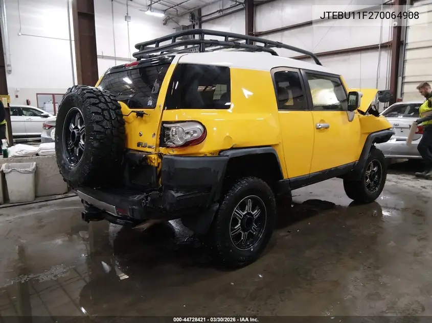 2007 Toyota Fj Cruiser VIN: JTEBU11F270064908 Lot: 44728421